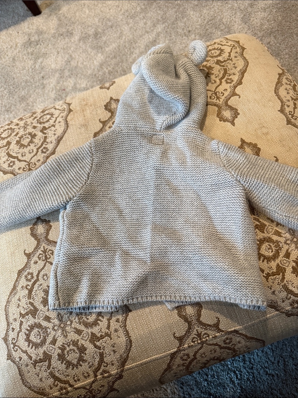 GAP Baby Hooded Knit Puffer Jacket with Bear Ears - Light Gray - Picture 4 of 4